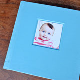 Baby blue custom lambskin leather covered photo album